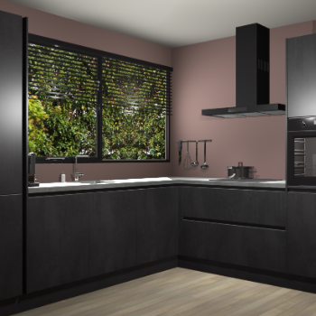 Beton Zwarte greeploze keuken Vogar 83966