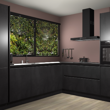 Beton Zwarte greeploze keuken Vogar 83972