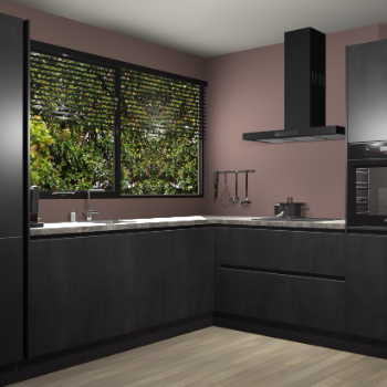 Beton Zwarte greeploze keuken Vogar 83978