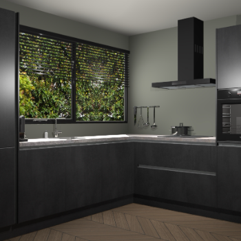 Beton Zwarte greeploze keuken Vogar 83981