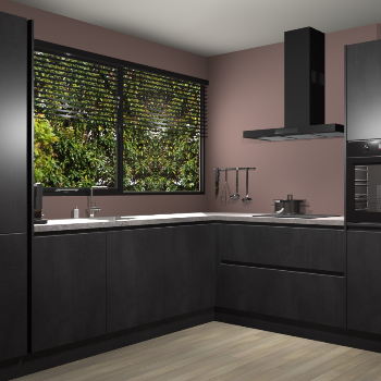 Beton Zwarte greeploze keuken Vogar 83984