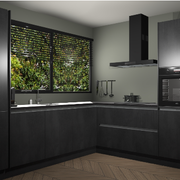 Beton Zwarte greeploze keuken Vogar 83987