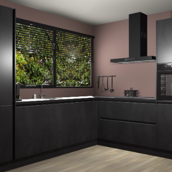 Beton Zwarte greeploze keuken Vogar 83990