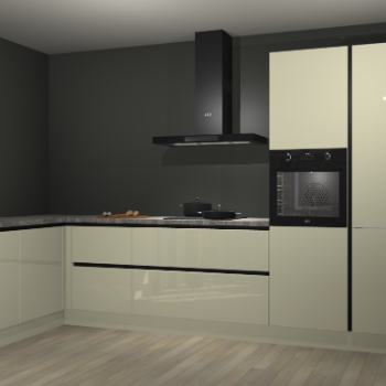 Magnolia hoogglans greeploze keuken Nuuk 68179