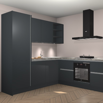 Onyxgrijze greeploze keuken Turek 74679