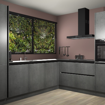 Beton Parelgrijs greeploze keuken Vogar 83446