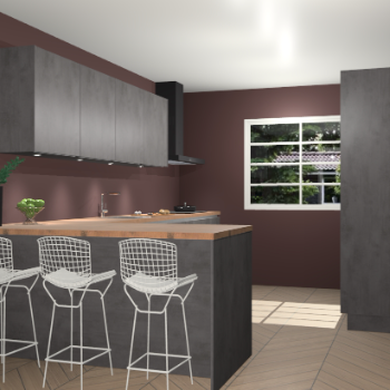 Beton antraciet greeploze keuken Sopot 64505