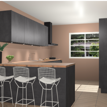 Beton zwarte greeploze keuken Sopot 64722