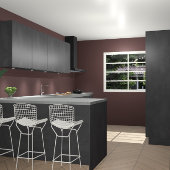 Beton zwarte greeploze keuken Sopot 64893