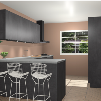 Beton zwarte greeploze keuken Sopot 64899