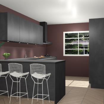 Beton zwarte greeploze keuken Sopot 64902