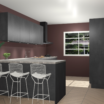 Beton zwarte greeploze keuken Sopot 64908