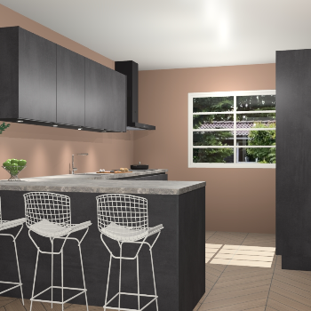 Beton zwarte greeploze keuken Sopot 64911