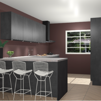 Beton zwarte greeploze keuken Sopot 64914