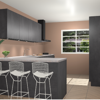 Beton zwarte greeploze keuken Sopot 64917