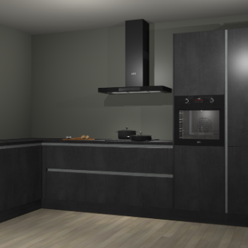 Beton zwarte greeploze keuken Nuuk 70490