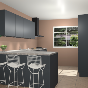 Onyxgrijze greeploze keuken Sopot 66355