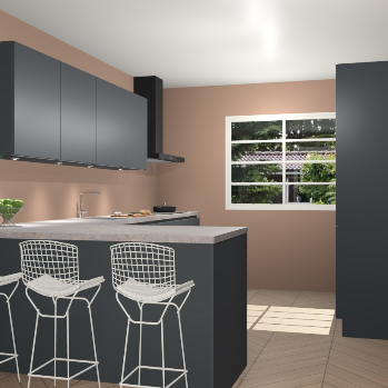 Onyxgrijze greeploze keuken Sopot 66361