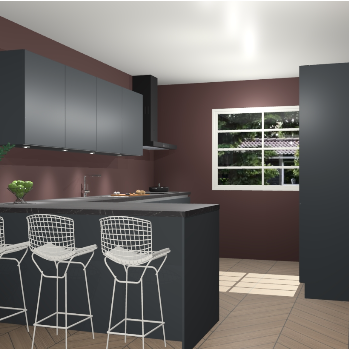 Onyxgrijze greeploze keuken Sopot 66366