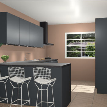 Onyxgrijze greeploze keuken Sopot 66370