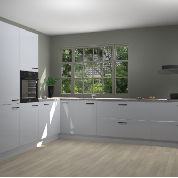 Sneeuwwitte hoogglans greeploze keuken Malaga 69686