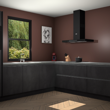 Beton zwarte greeploze keuken Lublin 63515