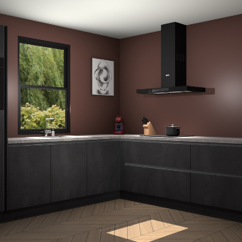 Beton zwarte greeploze keuken Lublin 63578