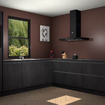 Beton zwarte greeploze keuken Lublin 63598