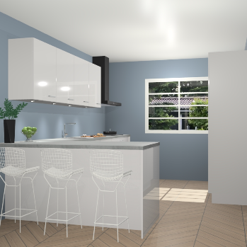 Zijdegrijze hoogglans keuken Sopot 65037