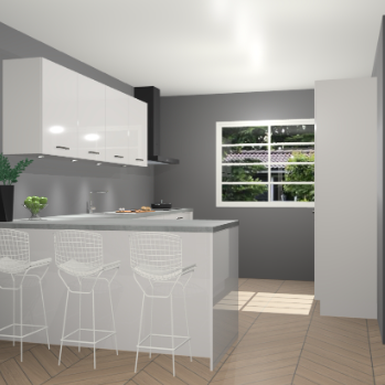 Zijdegrijze hoogglans keuken Sopot 65040