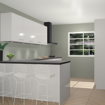 Zijdegrijze hoogglans keuken Sopot 65042