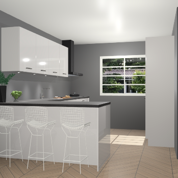 Zijdegrijze hoogglans keuken Sopot 65047