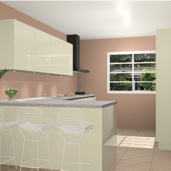 Magnolia hoogglans greeploze keuken Sopot 65249