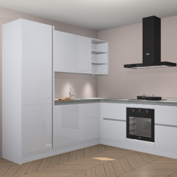 Sneeuwwitte hoogglans greeploze keuken Turek 80137