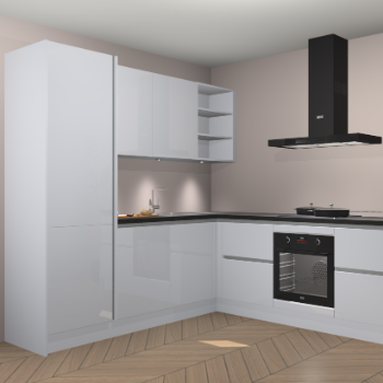 Sneeuwwitte hoogglans greeploze keuken Turek 80145