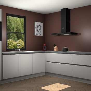 Zijdegrijze greeploze keuken Lublin 64075