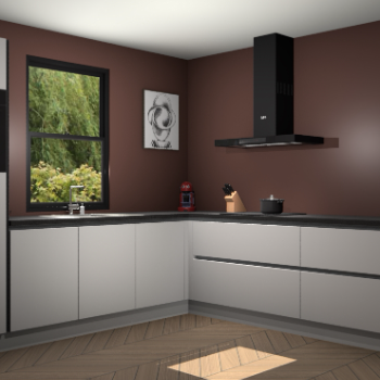 Zijdegrijze greeploze keuken Lublin 64095