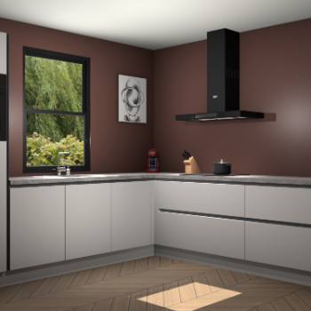 Zijdegrijze greeploze keuken Lublin 64131