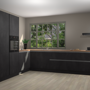 Beton Zwarte greeploze keuken Malaga 71506