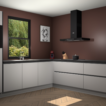 Zijdegrijze greeploze keuken Lublin 64155