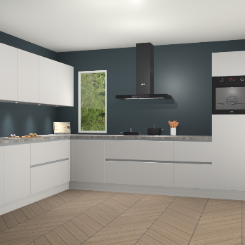 Zijdegrijze greeploze keuken Harare 75578