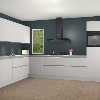 Zijdegrijze greeploze keuken Harare 75584