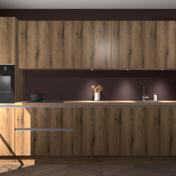 Goud eiken greeploze keuken Wels 58821