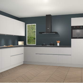 Zijdegrijze greeploze keuken Harare 75590