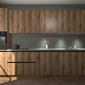 Goud eiken greeploze keuken Wels 58852