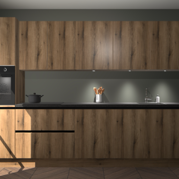 Goud eiken greeploze keuken Wels 59047