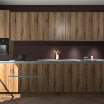 Goud eiken greeploze keuken Wels 59074