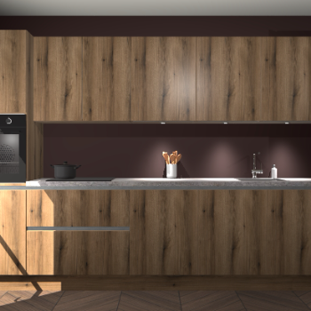 Goud eiken greeploze keuken Wels 59141