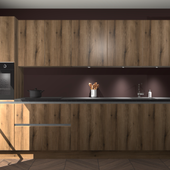 Goud eiken greeploze keuken Wels 59181