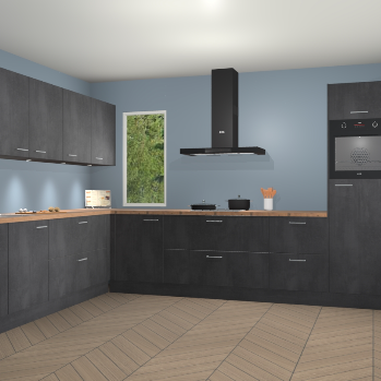 Beton Zwarte keuken Harare 74771